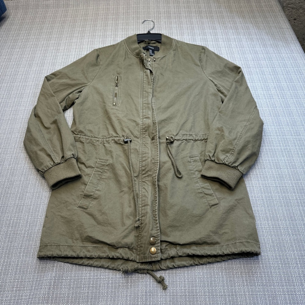 Forever 21 Utility Anorak Jacket Womens Medium Olive Military Safari‎ Casual